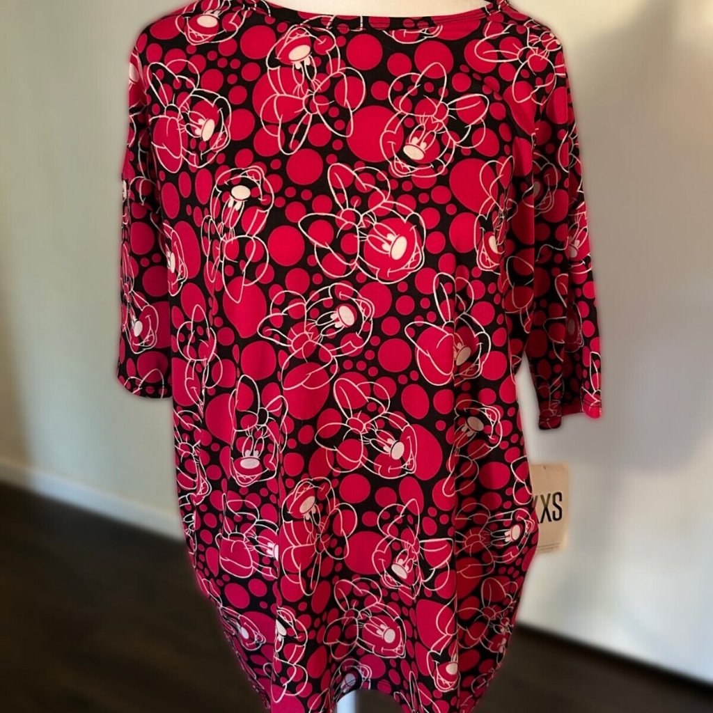 Lularoe Disney's Minnie Mouse Motif Oversized Tunic Top Size Xxs